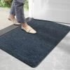 OSQI Paillasson Anti-salissures, Tapis Anti-dérapant Pour Intérieur Et Extérieur, Tapis D'entrée Super Absorbant, Lavable En Machine, Tapis De Sol Doux (bleu-noir, 50 X 80 Cm）