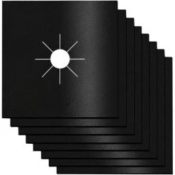 OSQI Lot De 8 Housses Réutilisables Pour Brûleur De Cuisinière à Gaz, Protection D'écran Pour Cuisinière à Gaz, Tampon Antiadhésif, Facile à Nettoyer, Pour Les Familles, Les écoles, Les Restaurants, Etc. Noir