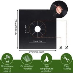 OSQI Lot De 8 Housses Réutilisables Pour Brûleur De Cuisinière à Gaz, Protection D'écran Pour Cuisinière à Gaz, Tampon Antiadhésif, Facile à Nettoyer, Pour Les Familles, Les écoles, Les Restaurants, Etc. Noir -Tapis et paillasson Soldes 65505031 3