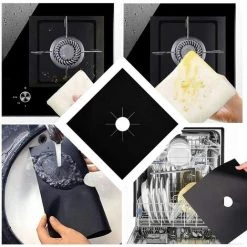 OSQI Lot De 8 Housses Réutilisables Pour Brûleur De Cuisinière à Gaz, Protection D'écran Pour Cuisinière à Gaz, Tampon Antiadhésif, Facile à Nettoyer, Pour Les Familles, Les écoles, Les Restaurants, Etc. Noir -Tapis et paillasson Soldes 65505031 5