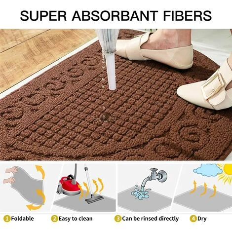 OSQI Tapis D'entrée D'intérieur, Tapis Antidérapant Durable, Paillasson D'intérieur, Tapis Absorbants, Tapis D'entrée, Paillassons Pour Entrée Lavable En Machine 40 * 63 Cm, Marron 4 OSQI Tapis D'entrée D'intérieur, Tapis Antidérapant Durable, Paillasson D'intérieur, Tapis Absorbants, Tapis D'entrée, Paillassons Pour Entrée Lavable En Machine 40 * 63 Cm, Marron – Image 4
