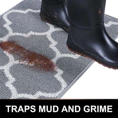 BAICCCF Paillasson Et Tapis D'entrée Paillasson D'intérieur, 20 X 32 Pouces/50 X 80 Cm, Tapis D'entrée Anti-dérapant Absorbant Résistant à La Saleté, Tapis De Sol Intérieur Lavable En Machine à Profil Bas Pour Entrée, Treillis Gris - Treillis Gris 2 BAICCCF Paillasson Et Tapis D'entrée Paillasson D'intérieur, 20 X 32 Pouces/50 X 80 Cm, Tapis D'entrée Anti-dérapant Absorbant Résistant à La Saleté, Tapis De Sol Intérieur Lavable En Machine à Profil Bas Pour Entrée, Treillis Gris - Treillis Gris – Image 2