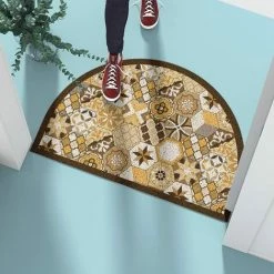 BAICCCF Paillasson Et Tapis D'entrée 20 "x 32" Jaune Intérieur Extérieur Paillasson Tapis Anti-dérapant Tapis De Porte Tapis De Bienvenue Tapis De Sol De Style Ethnique Marocain - Jaune