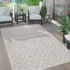 Paco Home Tapis Exterieur Terrasse Salon Cuisine Motif Scandinave Motif Ethnique Uni 60x100 Cm, Crème 2
