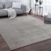 Paco Home Tapis De Salon Poils Ras Lavable Monochrome Style Moderne Gris 200x280 Cm
