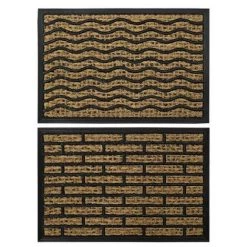 BRICOMARTEAU Paillasson DKD Home Decor Marron Noir Caoutchouc Fibre (2 Pcs) (60 X 40 X 0.2 Cm)