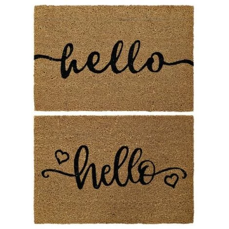 BRICOMARTEAU Paillasson DKD Home Decor Hello Marron Noir PVC Coco (2 Pcs) (60 X 40 X 1.5 Cm) 1 BRICOMARTEAU Paillasson DKD Home Decor Hello Marron Noir PVC Coco (2 Pcs) (60 X 40 X 1.5 Cm)