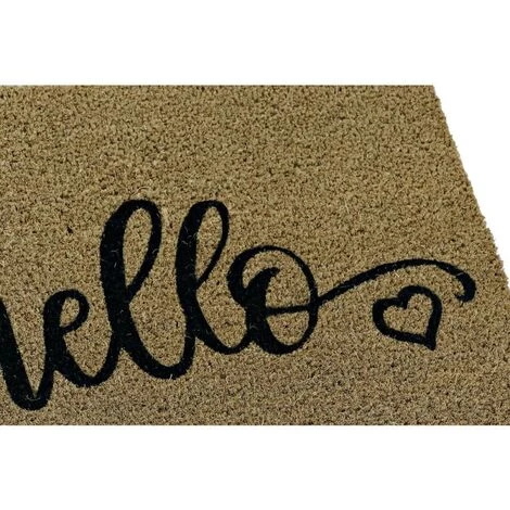 BRICOMARTEAU Paillasson DKD Home Decor Hello Marron Noir PVC Coco (2 Pcs) (60 X 40 X 1.5 Cm) 2 BRICOMARTEAU Paillasson DKD Home Decor Hello Marron Noir PVC Coco (2 Pcs) (60 X 40 X 1.5 Cm) – Image 2