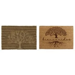 BRICOMARTEAU Paillasson DKD Home Decor Marron PVC Fibre Arbre (2 Pcs) (60 X 40 X 1.5 Cm)