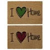 BRICOMARTEAU Paillasson DKD Home Decor I Love Home Marron Rouge Vert PVC Coco (2 Pcs) (60 X 40 X 1.5 Cm)