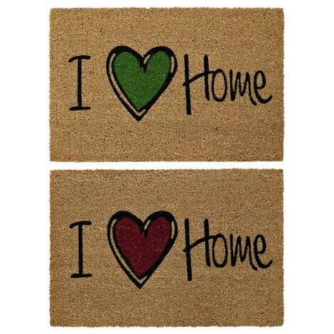 BRICOMARTEAU Paillasson DKD Home Decor I Love Home Marron Rouge Vert PVC Coco (2 Pcs) (60 X 40 X 1.5 Cm) 1 BRICOMARTEAU Paillasson DKD Home Decor I Love Home Marron Rouge Vert PVC Coco (2 Pcs) (60 X 40 X 1.5 Cm)