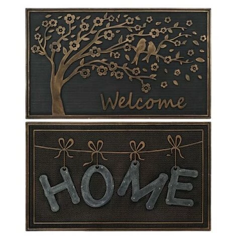 BRICOMARTEAU Paillasson DKD Home Decor Noir Argent Bronze Caoutchouc (2 Pcs) (75 X 45 X 0.2 Cm) 1 BRICOMARTEAU Paillasson DKD Home Decor Noir Argent Bronze Caoutchouc (2 Pcs) (75 X 45 X 0.2 Cm)