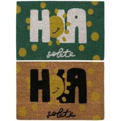 BRICOMARTEAU Paillasson DKD Home Decor Noir Marron Caoutchouc Blanc Vert 2 Unités Fibres De Coco (60 X 40 X 1,5 Cm)