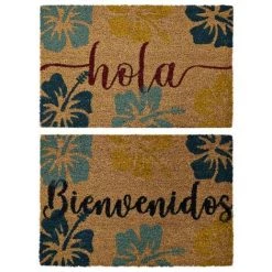 BRICOMARTEAU Paillasson DKD Home Decor Rouge Marron Caoutchouc Menthe Vert 2 Unités Fibres De Coco (60 X 40 X 1,5 Cm)