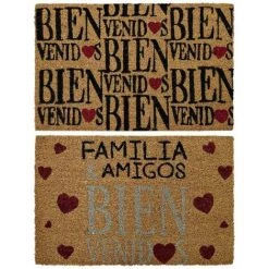 BRICOMARTEAU Paillasson DKD Home Decor Rouge Noir Marron Caoutchouc 2 Unités Urbaine Fibres De Coco (60 X 40 X 1,5 Cm)