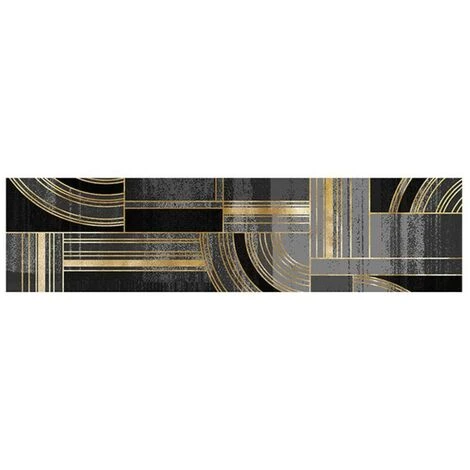 BRICOMARTEAU Tapis DKD Home Decor Noir Doré Moderne Géométrique (60 X 240 X 0,4 Cm) 1 BRICOMARTEAU Tapis DKD Home Decor Noir Doré Moderne Géométrique (60 X 240 X 0,4 Cm)