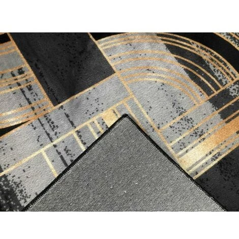 BRICOMARTEAU Tapis DKD Home Decor Noir Doré Moderne Géométrique (60 X 240 X 0,4 Cm) 2 BRICOMARTEAU Tapis DKD Home Decor Noir Doré Moderne Géométrique (60 X 240 X 0,4 Cm) – Image 2