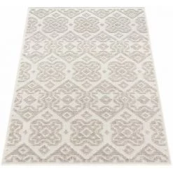 Paco Home Tapis Exterieur Terrasse Balcon Tapis Cuisine Scandinave Geometrique 3D Crème 60x100 Cm -Tapis et paillasson Soldes 65976879 5