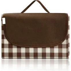 MONLY Naapesi Couverture Tapis De Pique-Niques, Couverture De Pique-Niques Impermeable, Tapis De Camping De Plage, Tapis Portable Avec Des Poignées, Pour Camping, Voyage, Jardin, Parc, 145 X 200cm, Café