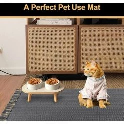 Petit Tapis Tissé Avec Pompons à Rayures Chics Ephé -Tapis et paillasson Soldes 66086172 5