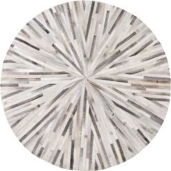 BELIANI Tapis En Cuir Véritable Gris 140x140cm - Gris