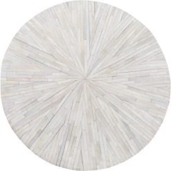 BELIANI Tapis En Cuir Véritable Blanc 140x140cm - Blanc