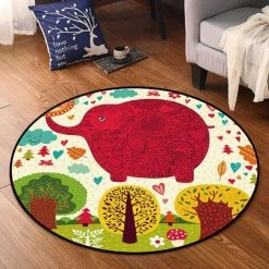 Ensoleillé Tapis De Sol De Chambre à Coucher De Salon D'impression De Tapis Rond Pour Enfants, Paniers Suspendus, Coussins De Chaise D'ordinateur (le Style Sera Envoyé Au Hasard)