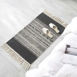 DONTODENT Tapis En Coton Tissé Avec Pompons - Cuisine Salon Chambre Buanderie Couloir (60x90cm, Bordure Noire) 7 DONTODENT Tapis En Coton Tissé Avec Pompons - Cuisine Salon Chambre Buanderie Couloir (60x90cm, Bordure Noire) -Tapis et paillasson Soldes 66197948 3