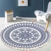 RHAFAYRE Tapis Salon Tapis Rond En Coton Tissé à La Main - Motif Mandala - Style Bohème Vintage - Avec Pompons - Lavable En Machine - Pour Chambre à Coucher, Couloir, Salon, Table Basse - 60 Cm - Fleurs XLS20