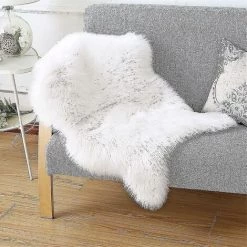 DONTODENT Tapis En Peau De Mouton Imitation Peau D'agneau, Fourrure à Poils Longs, Coussin De Siège De Housse De Chaise_b