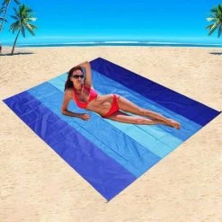 YIDOMDE Couverture De Plage Anti Sable, Extra Large Tapis De Plage 210 X 200 Cm, Couverture De Plage Tapis Pique-Nique Imperméable Pour Plage,Pique-Nique,Vacances - Doux Portable Séchage Rapide-E