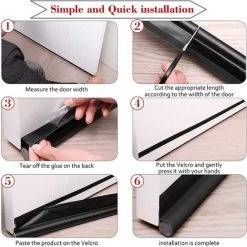 Bas De Porte Double Isolation, Fond Joint De Porte, Boudin De Porte Détachable, Calfeutrer Bas De Porte, Isolation Phonique Coupe-vent Et Imperméable Avec Insectes, (96 Cm, Noir) Ephé -Tapis et paillasson Soldes 66647373 4