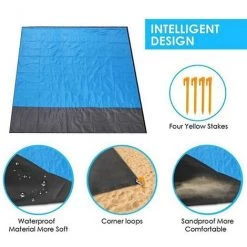 BENOBBY KIDS Couverture De Plage Anti-sable Imperméable, Tapis De Plage Extra Large Sans Sable, Tapis Portable Portable, Tapis De Pique-nique Extérieur, Tapis De Plage Couleur Bleu -Tapis et paillasson Soldes 66717657 3