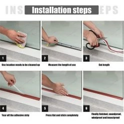 Bas De Porte Adhésif Bande De Joint Inférieur De Porte Calfeutrer Bas De Porte Pour Anti Bruit Anti Souris Et Insectes(80x4cm) Ephé -Tapis et paillasson Soldes 66742340 5