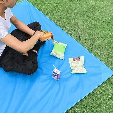 JUNJUN Tapis De Plage Sans Sable Extérieur Couverture De Pique-Nique Couverture De Pique-Nique De Camping Portable Et Imperméable Bleu Saphir 4 JUNJUN Tapis De Plage Sans Sable Extérieur Couverture De Pique-Nique Couverture De Pique-Nique De Camping Portable Et Imperméable Bleu Saphir – Image 4