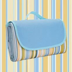 HIASDFLS 195 * 200 cm Couverture De Pique-Nique étanche Grande Couverture D'extérieur Tapis De Plage Tapis De Pique-Nique Avec Poignée Pliable Pour Randonnée Camping Herbe Voyages Sable. Camouflage Bleu