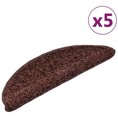 TRUE DEAL Tapis D'escalier 5 Pcs 56x20 Cm Marron 2 TRUE DEAL Tapis D'escalier 5 Pcs 56x20 Cm Marron – Image 2