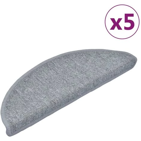 TRUE DEAL Tapis D'escalier 5 Pcs 65x28 Cm Gris Clair 2 TRUE DEAL Tapis D'escalier 5 Pcs 65x28 Cm Gris Clair – Image 2
