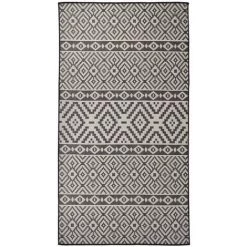 TRUE DEAL Tapis à Tissage Plat D'extérieur 80x150 Cm Rayures Noires