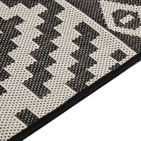 TRUE DEAL Tapis à Tissage Plat D'extérieur 80x150 Cm Rayures Noires 4 TRUE DEAL Tapis à Tissage Plat D'extérieur 80x150 Cm Rayures Noires – Image 4