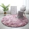 GGNRALNY Tapis De Chambre Ronde Moelleux Salon Chevet Chambre Tapis De Ménage Tapis En Peluche Modernes Adaptés à La Décoration Intérieure(Blanc Violet, Diamètre 100cm)
