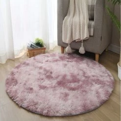GGNRALNY Tapis De Chambre Ronde Moelleux Salon Chevet Chambre Tapis De Ménage Tapis En Peluche Modernes Adaptés à La Décoration Intérieure(Blanc Violet, Diamètre 100cm) -Tapis et paillasson Soldes 67353682 4