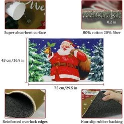 GGNRALNY Paillasson Interieur, Tapis Entree 43x75 Cm, Antidérapant Lavable Absorbant Facile à Nettoyer Tapis De Sol, Pour Chambre, Cuisine, Entrée, Couloir (Père Noël) 7 GGNRALNY Paillasson Interieur, Tapis Entree 43x75 Cm, Antidérapant Lavable Absorbant Facile à Nettoyer Tapis De Sol, Pour Chambre, Cuisine, Entrée, Couloir (Père Noël) -Tapis et paillasson Soldes 67353711 3