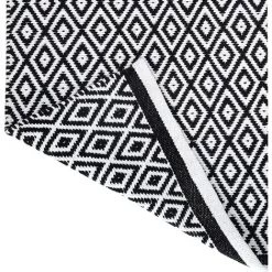 GGNRALNY Tapis Noir Et Blanc - Rug Coton Motif Geometrique Conception Decoratif En Tissu Tissé Pour Chambre à Coucher, Salon, Hall - 86 X 53 Cm