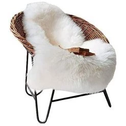GGNRALNY Faux Fourrure D'agneau Mouton Tapis 60 X 90 Cm Mouton Tapis Longhair Imitation Fourrure Lit Tapis Coton Canapé Tapis (Blanc)