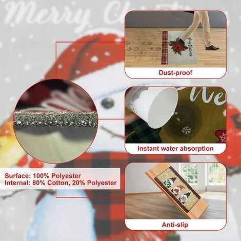 GGNRALNY Paillasson Interieur, Tapis Entree 43x75 Cm, Antidérapant Lavable Absorbant Facile à Nettoyer Tapis De Sol, Pour Chambre, Cuisine, Entrée, Couloir (Bonhomme De Neige) 4 GGNRALNY Paillasson Interieur, Tapis Entree 43x75 Cm, Antidérapant Lavable Absorbant Facile à Nettoyer Tapis De Sol, Pour Chambre, Cuisine, Entrée, Couloir (Bonhomme De Neige) – Image 4