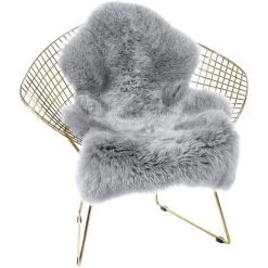 GGNRALNY Faux Fourrure D'agneau Mouton Tapis 60 X 90 Cm Mouton Tapis Longhair Imitation Fourrure Lit Tapis Coton Canapé Tapis (Gris)