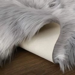 GGNRALNY Faux Fourrure D'agneau Mouton Tapis 60 X 90 Cm Mouton Tapis Longhair Imitation Fourrure Lit Tapis Coton Canapé Tapis (Gris) -Tapis et paillasson Soldes 67353856 3