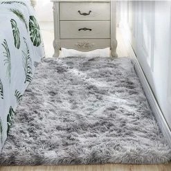 GGNRALNY Tapis Chambre Shaggy Tapis Pour Salon Tapis De Sol Grand Pour Couloir Soft Tapis à Poils Longs Moelleux Tapis Antidérapant Intérieur Moelleux Pour Salon Chambre Enfants(Blanc Gris,120*160cm) -Tapis et paillasson Soldes 67354080 5