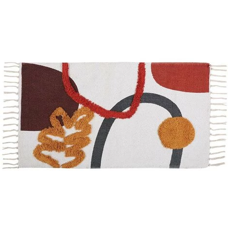 OZAIA Tapis Descente De Lit à Reliefs En Coton Imprimé - 60 X 110 Cm - Multicolore - PALMAS - Multicolore 2 OZAIA Tapis Descente De Lit à Reliefs En Coton Imprimé - 60 X 110 Cm - Multicolore - PALMAS - Multicolore – Image 2